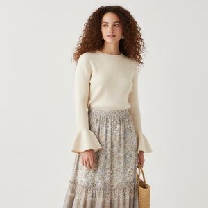 Moth (Anthropologie) Ribbed Ruffle Cuff Sweater Size S